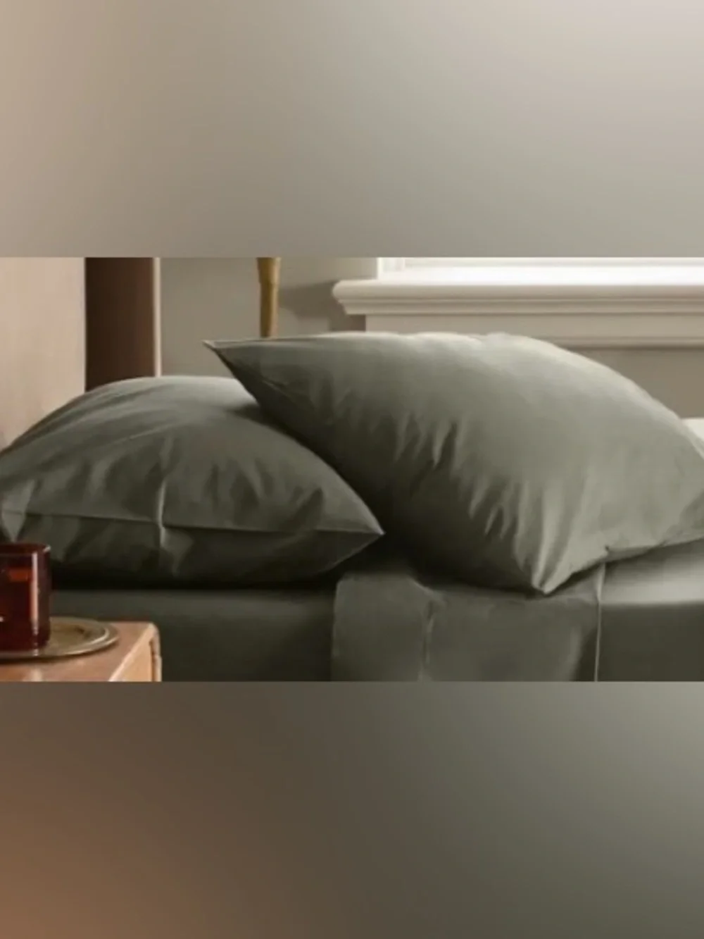 NEW Quince Organic Crisp Percale Pillowcase Set, Standard (Dusty Olive) - Picture 2 of 3